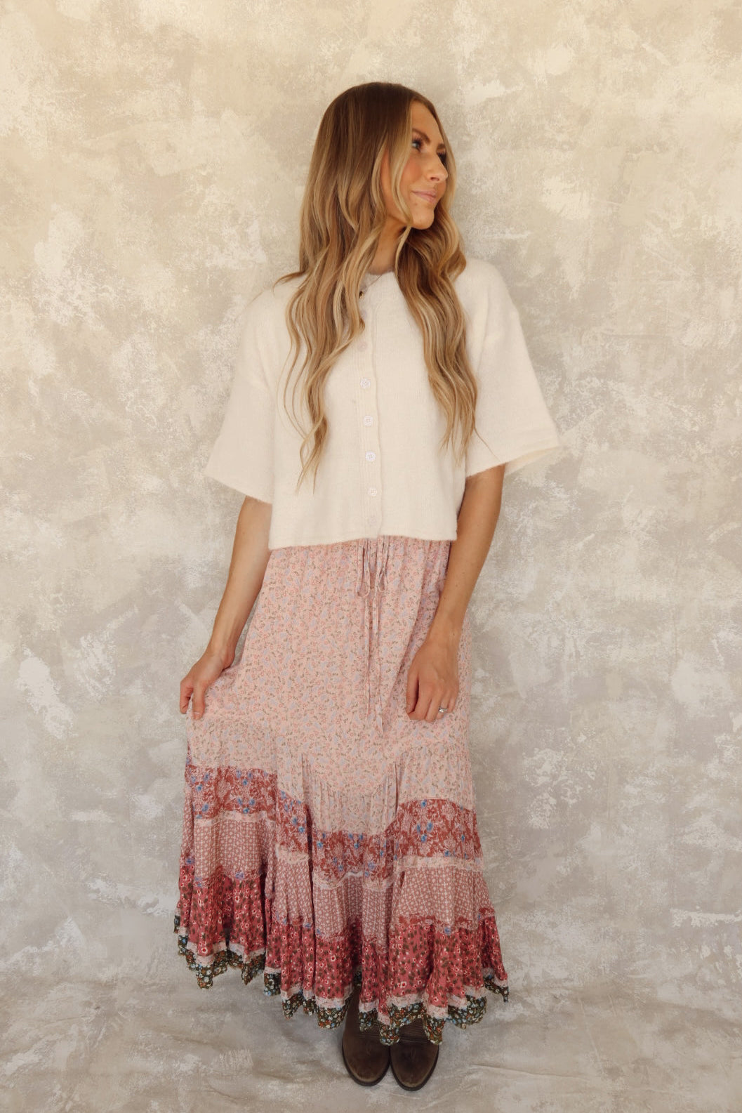 Lily Flowy Patterned Maxi Skirt