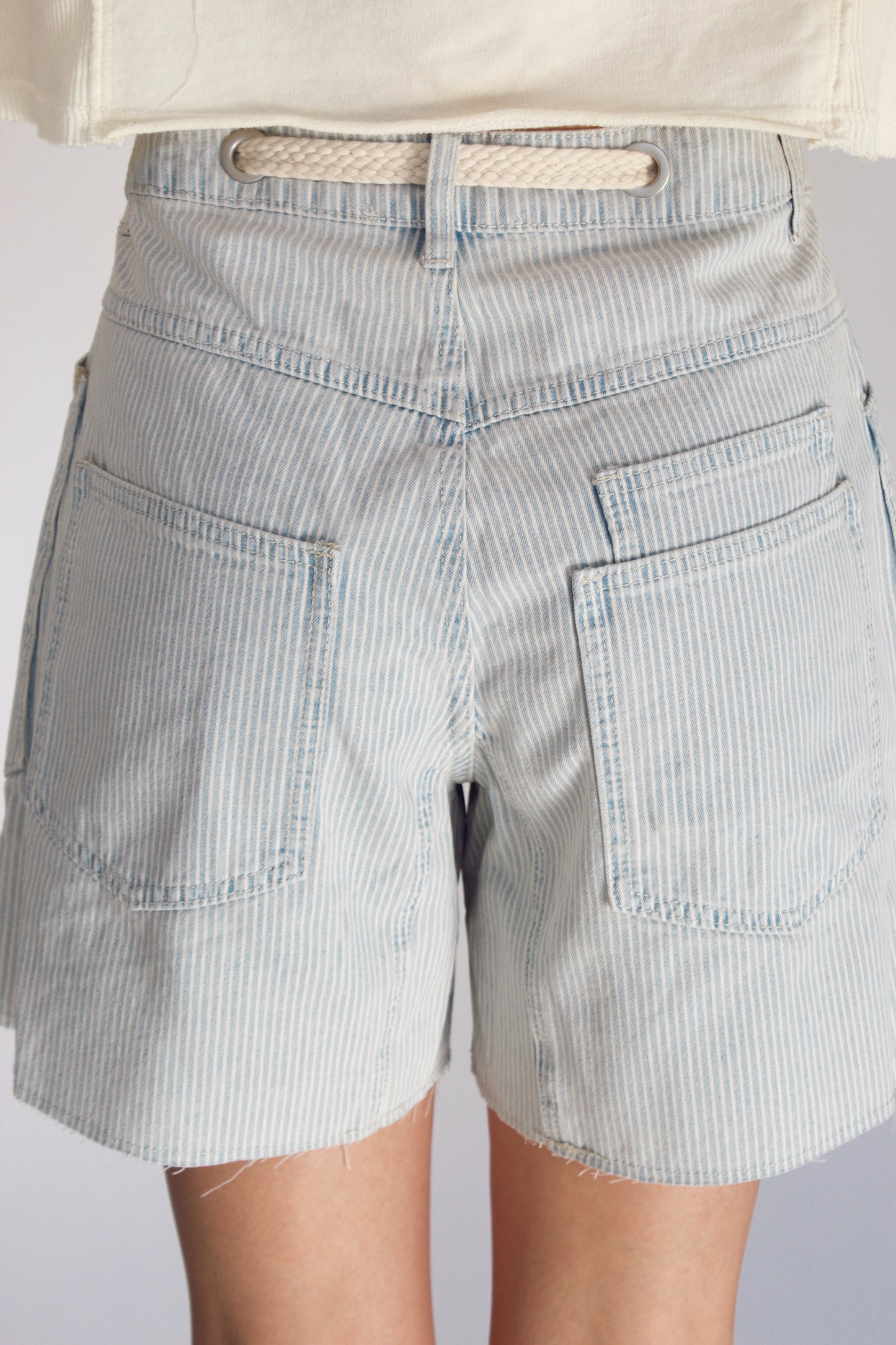Striped Denim Shorts