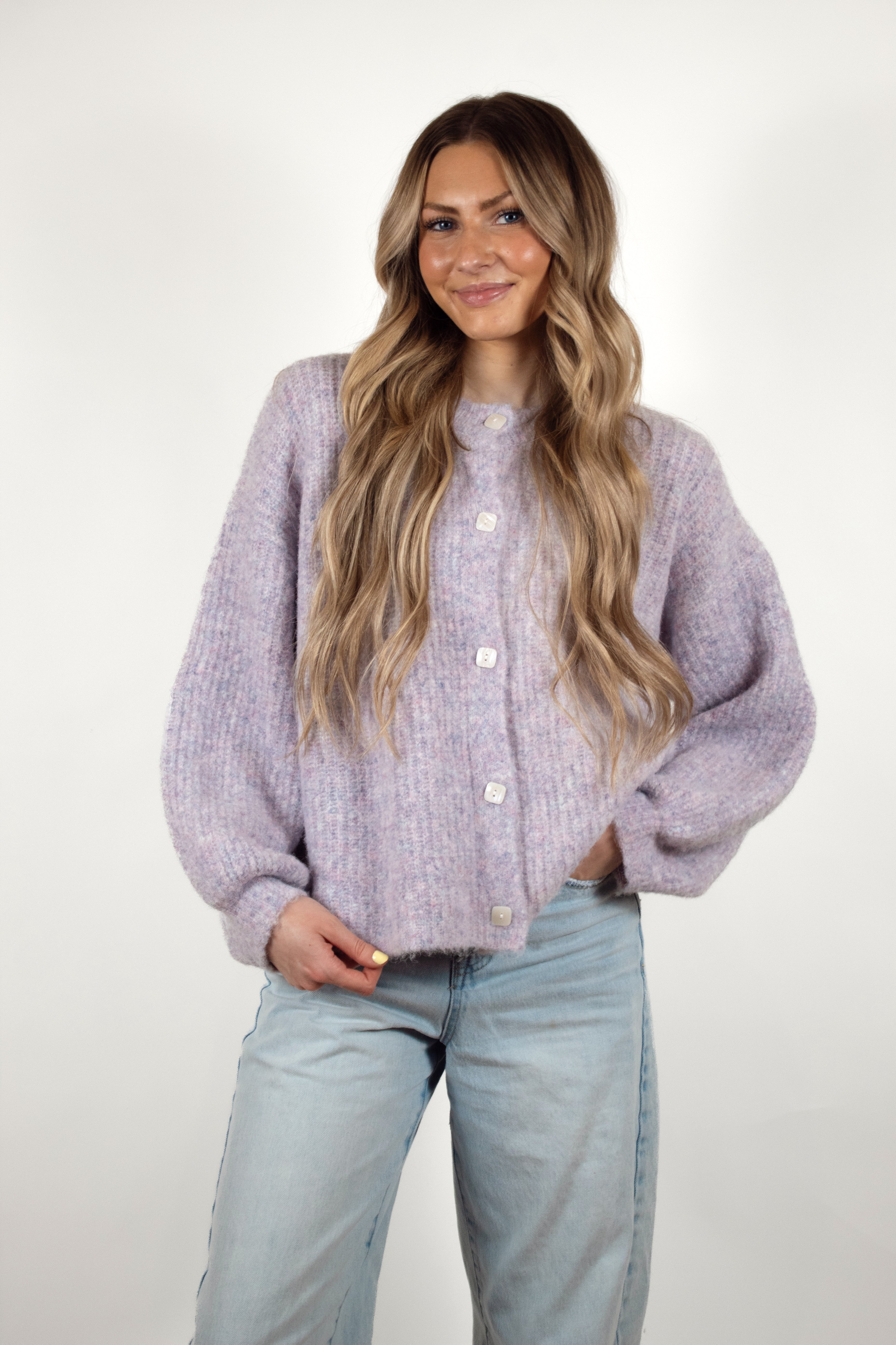Oversized Balloon Sleeve Cardigan in Purple – McCall Avenue