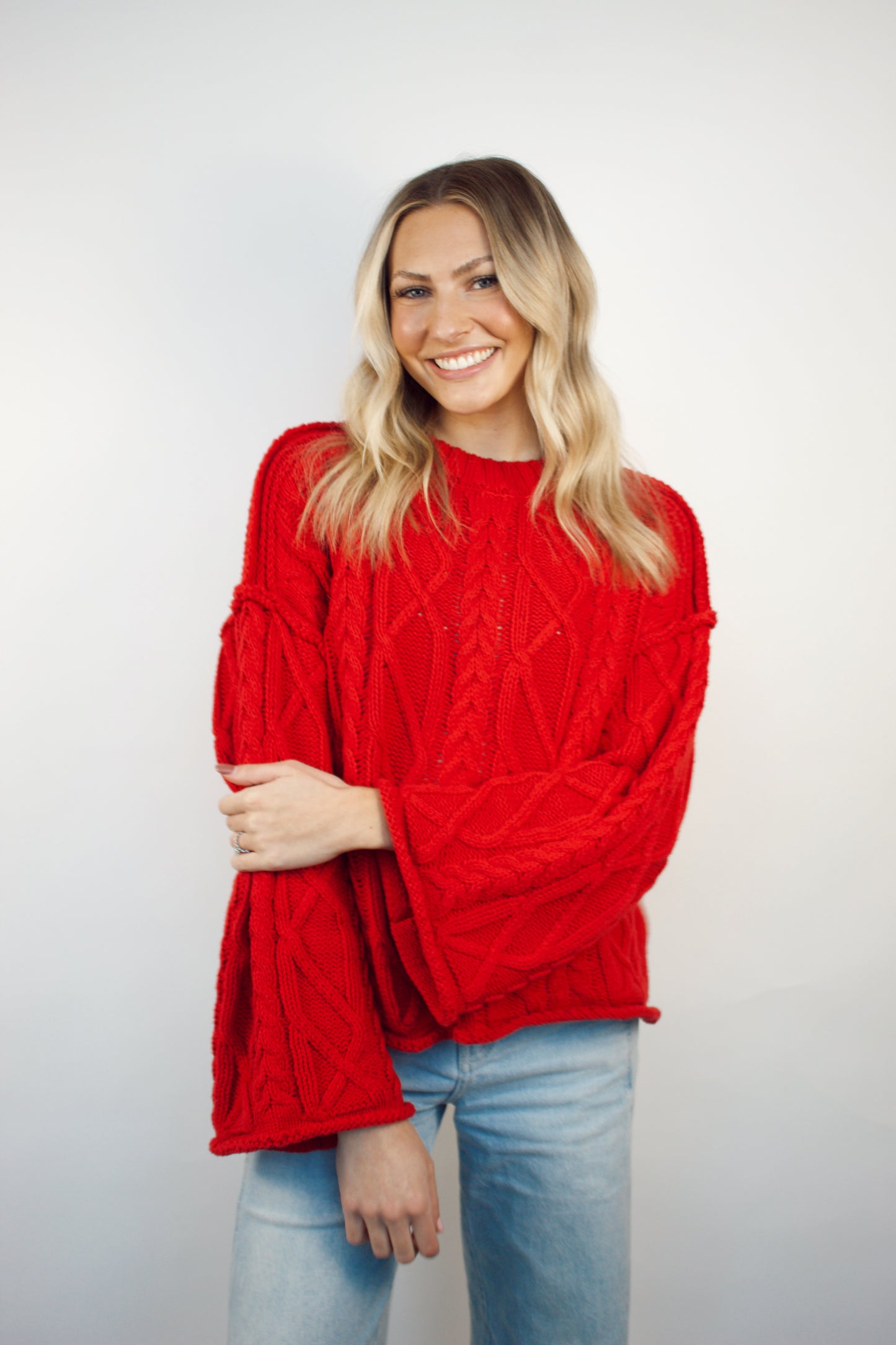 Red Cable Knit Sweater