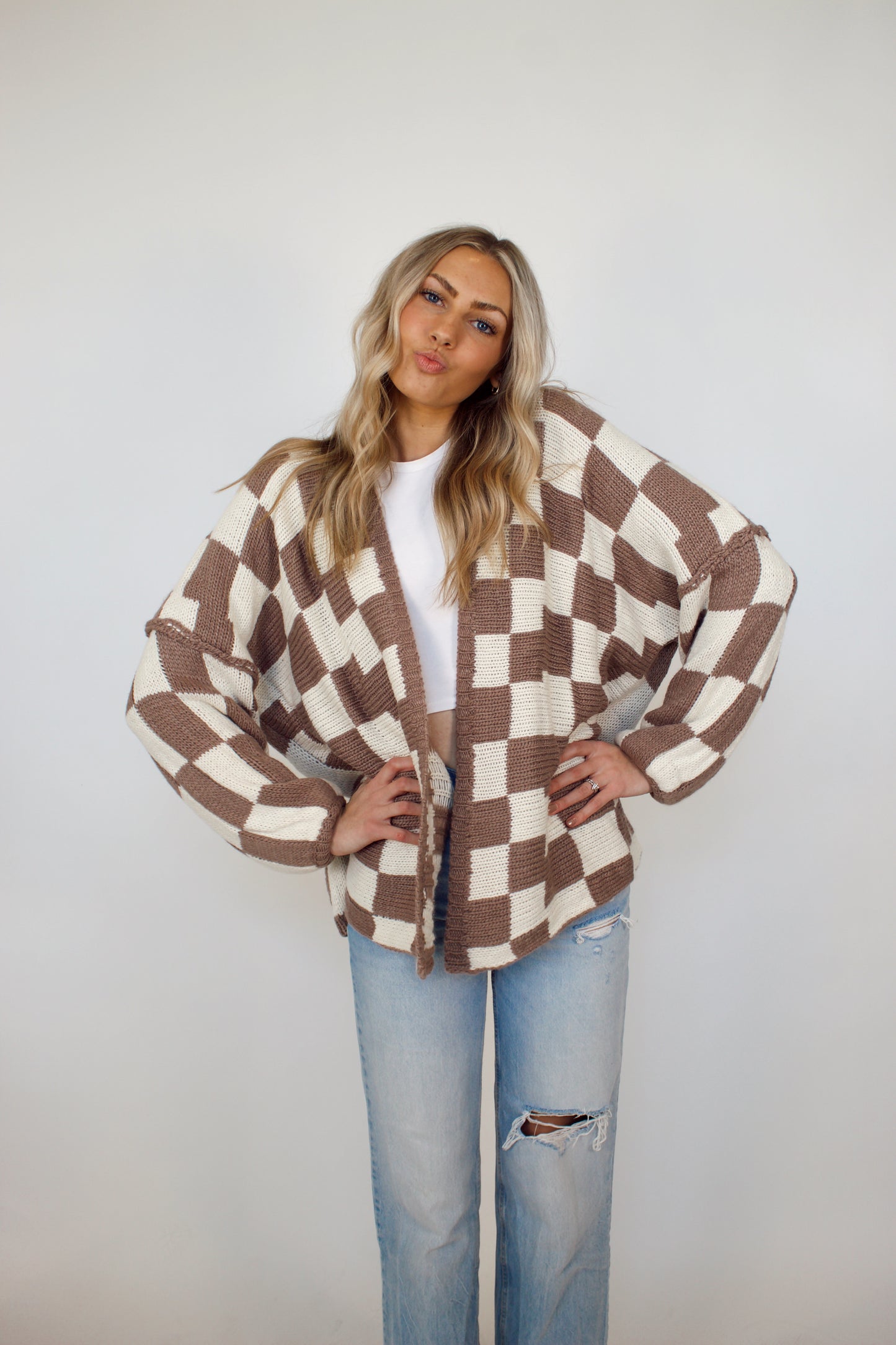 Carmen Checkered Cardigan