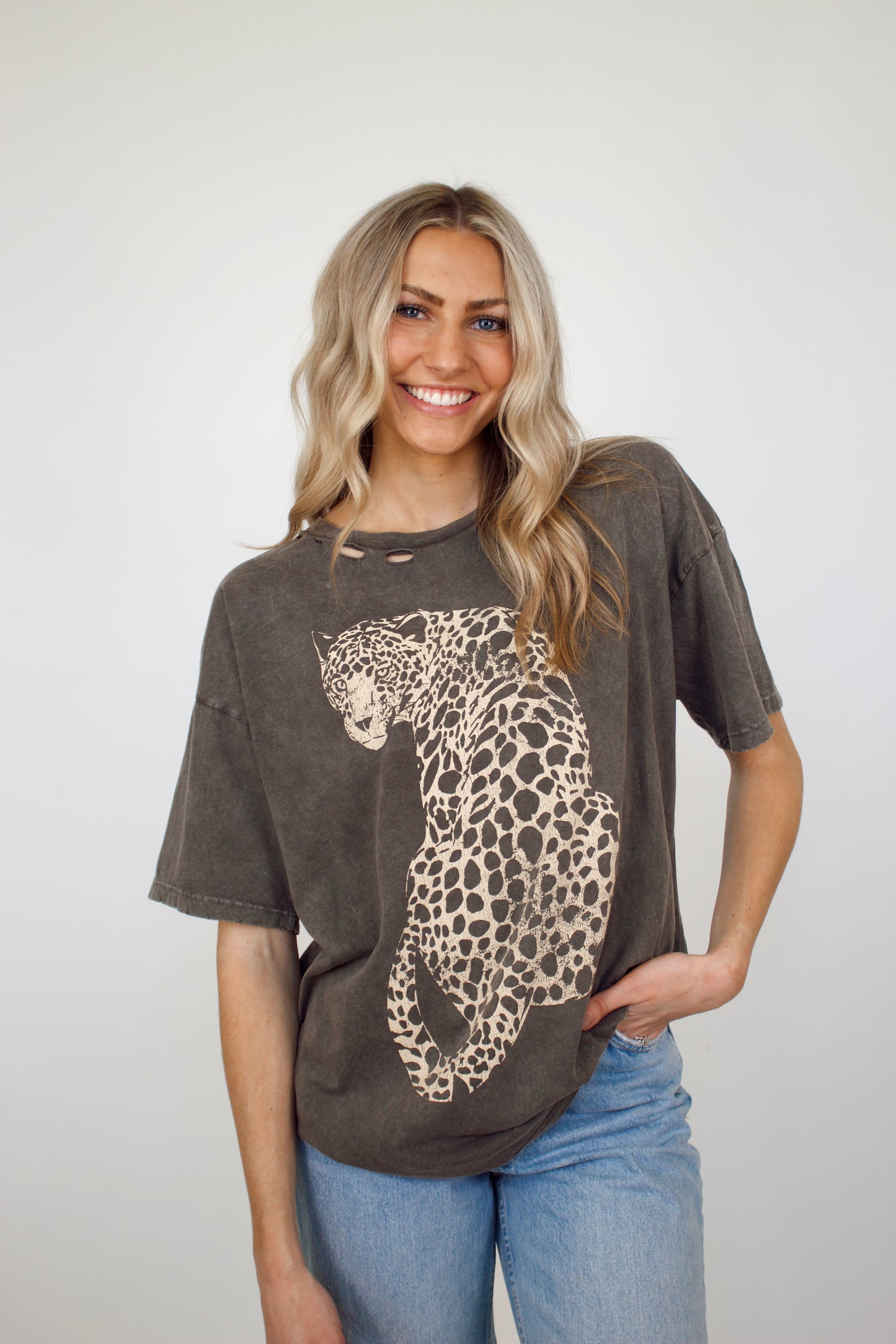 Distressed Cheetah Graphic Tee