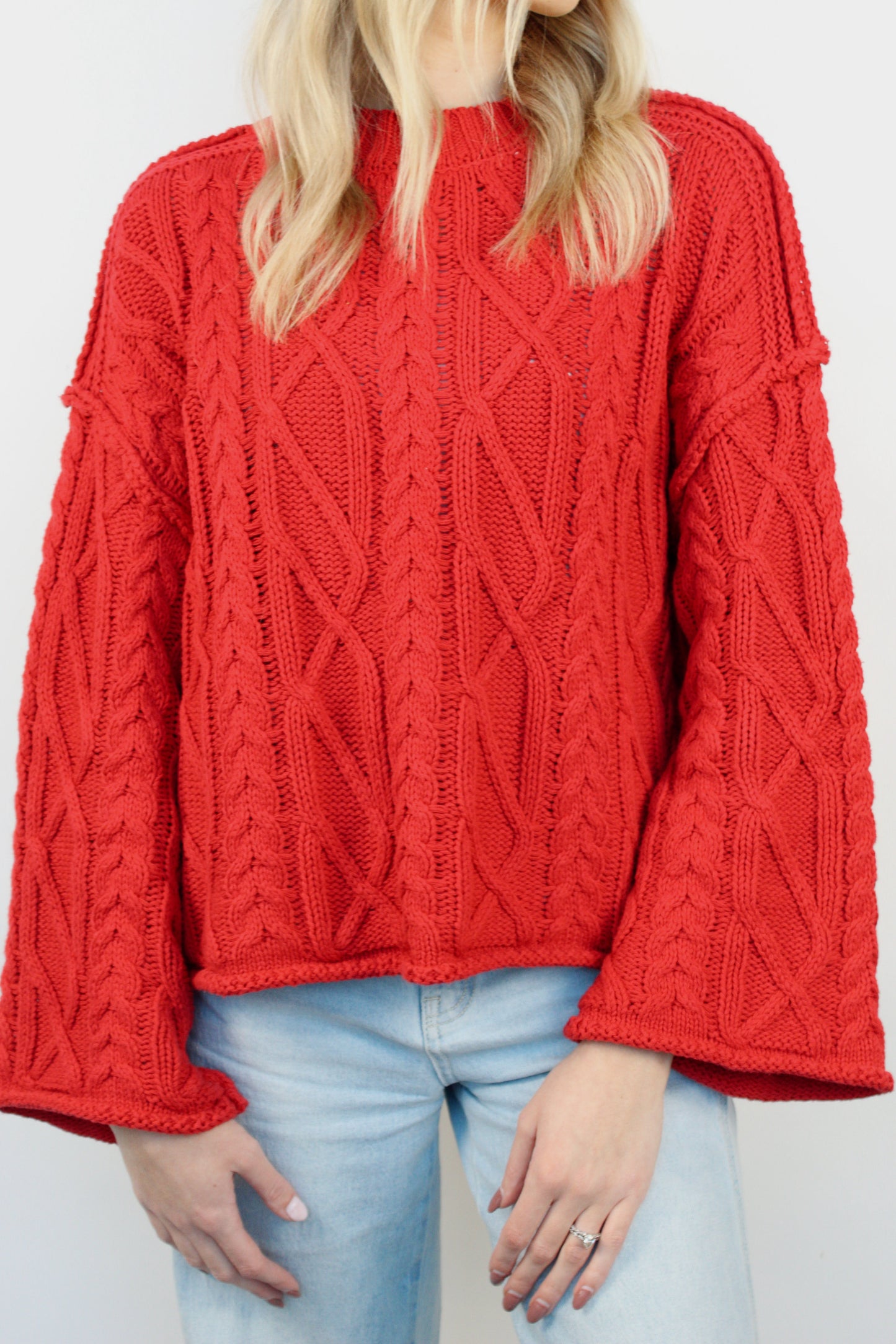 Red Cable Knit Sweater