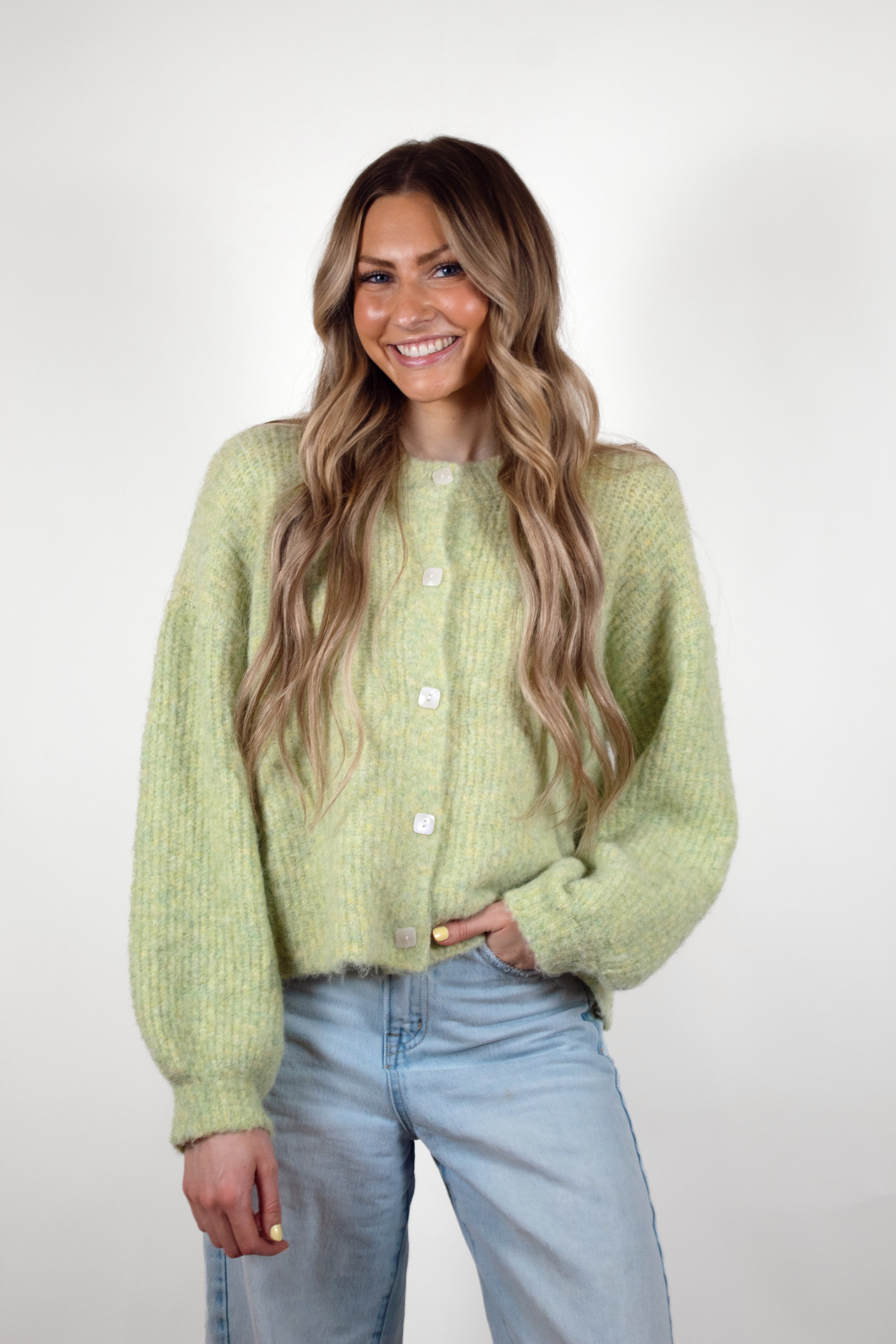 Oversized Balloon Sleeve Cardigan in Green – McCall Avenue