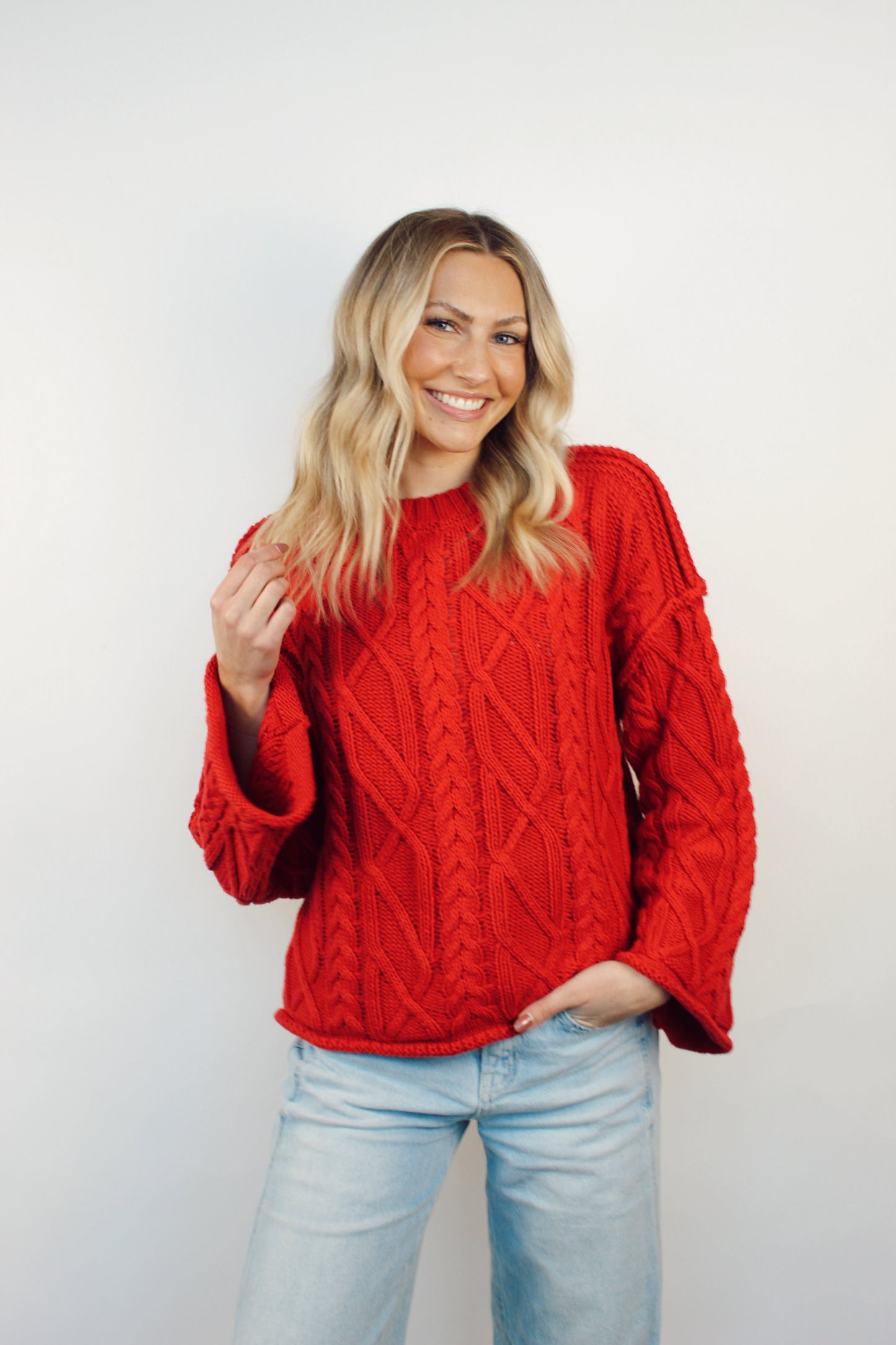 Red Cable Knit Sweater