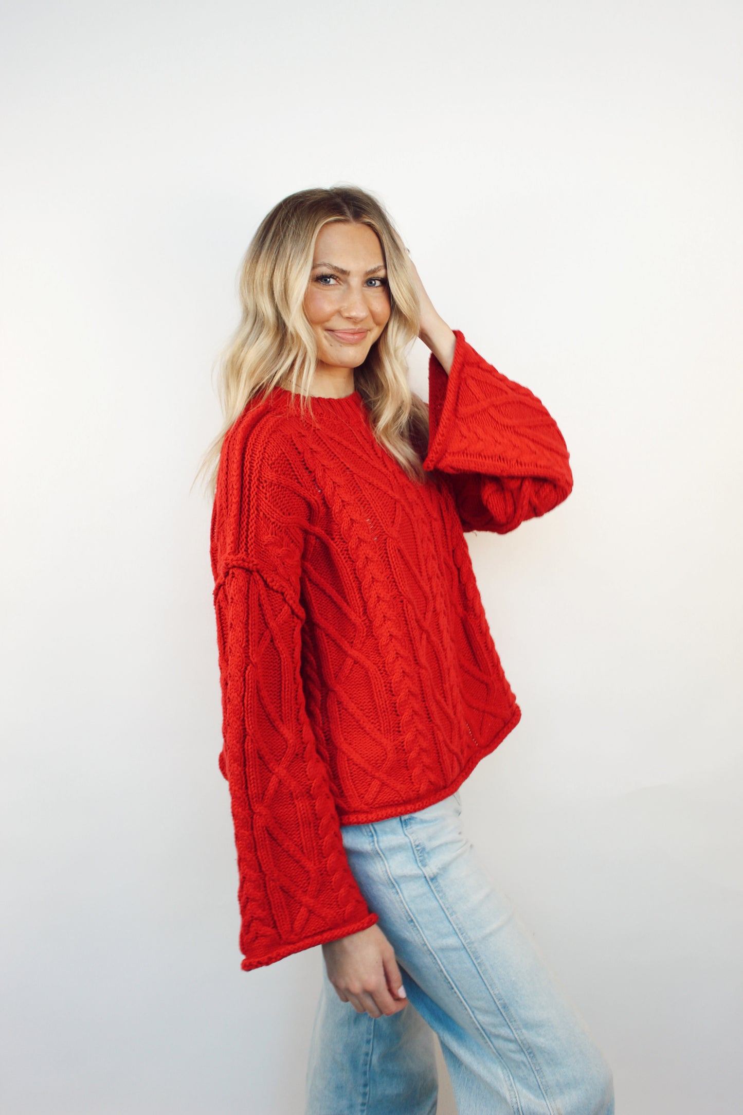 Red Cable Knit Sweater